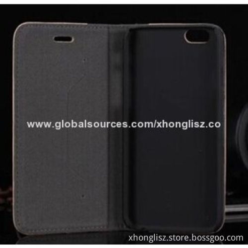 Europe Hot Sales Wood Grain Premium PU Leather Cases for iPhone 6, Printing Logo Can be Acceptable